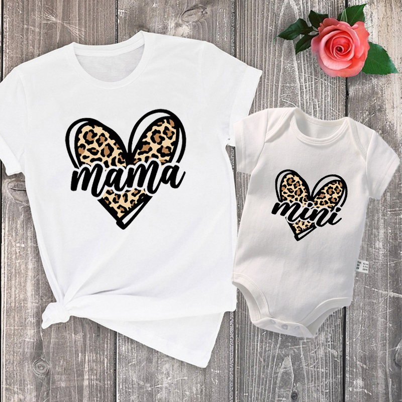 Plant Parent T Shirt - Mama Mimi Leopard Heart Print Family