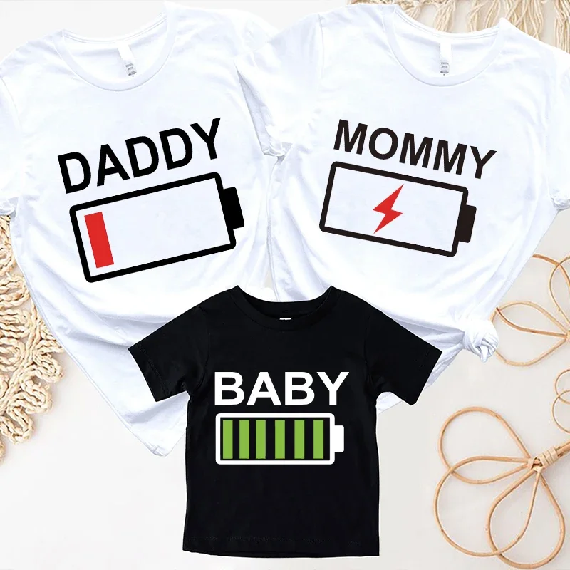 Plant Parent T Shirt - Battery Print T-Shirt Daddy Mommy Daughter